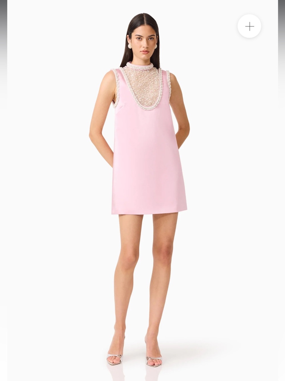 elliatt espera pink sleevless pearl embellished shift mini dress size small NEW